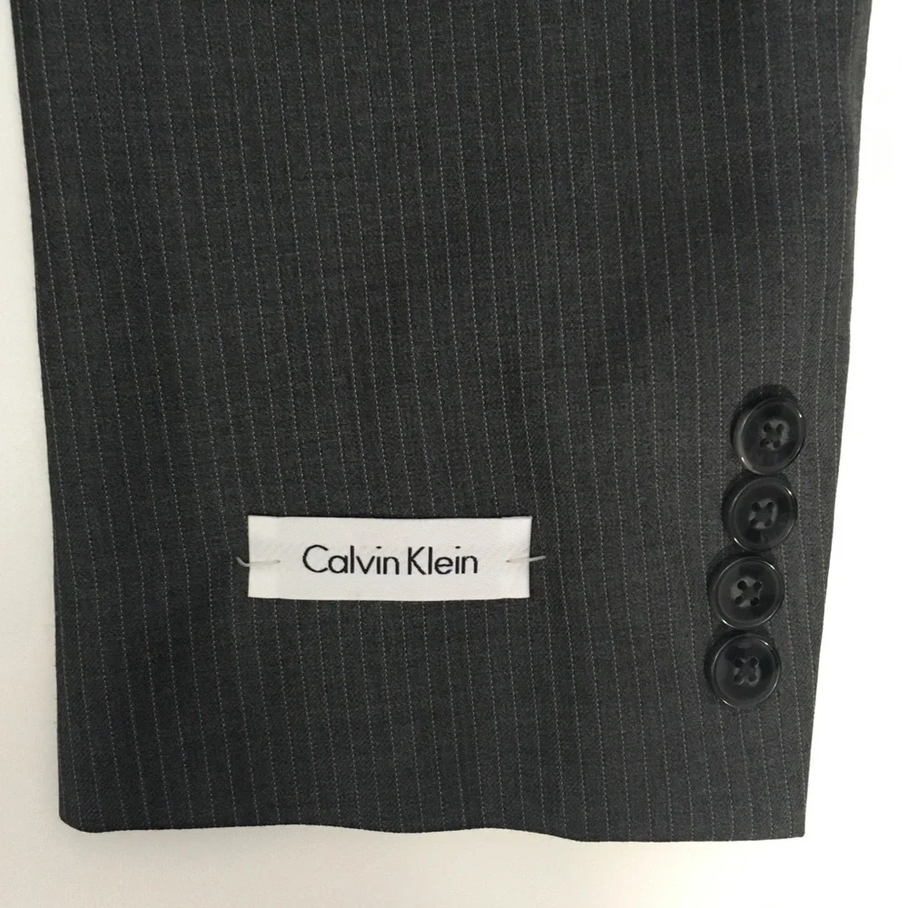 Calvin Klein 40r mens suit 2 piece gray stripes 100% wool 34w new nwt ea0035 - Picture 5 of 8